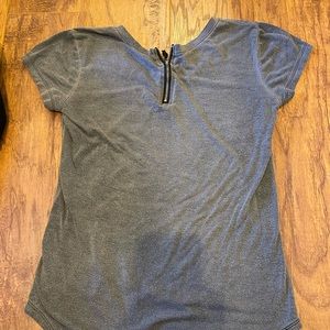 Punk grunge thin T-shirt with zipper detail on back